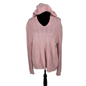 Venezia Pink Cable Knit Wool Blend Hoodie Sweater - Women’s 14